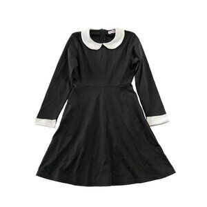 Gorlya Dress Girls 9-10Y Black White Collar Wednesday Addams Halloween Costume